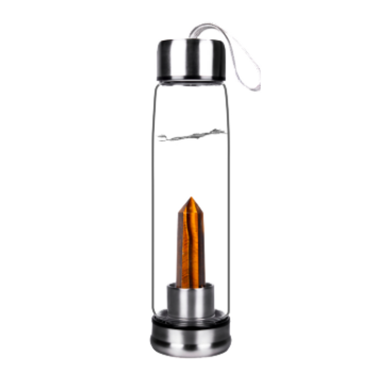 Crystal and Glass Water Bottle – Tigers Eye
