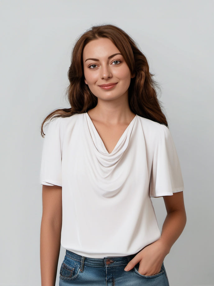 Verona Short Sleeve Cowl Neck