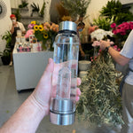 Crystal and Glass Water Bottle – Clear Quartz